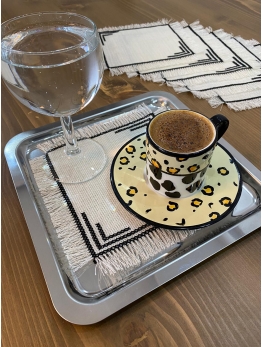 inci detaylı gold kahve örtüsü kokteyl peçetsi 6 lı